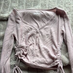 Hollister Pink Ribbed Crop Blouse